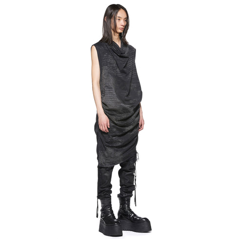JULIUS 917KNM4 Bk Noise / Digital Noise Shirring Top